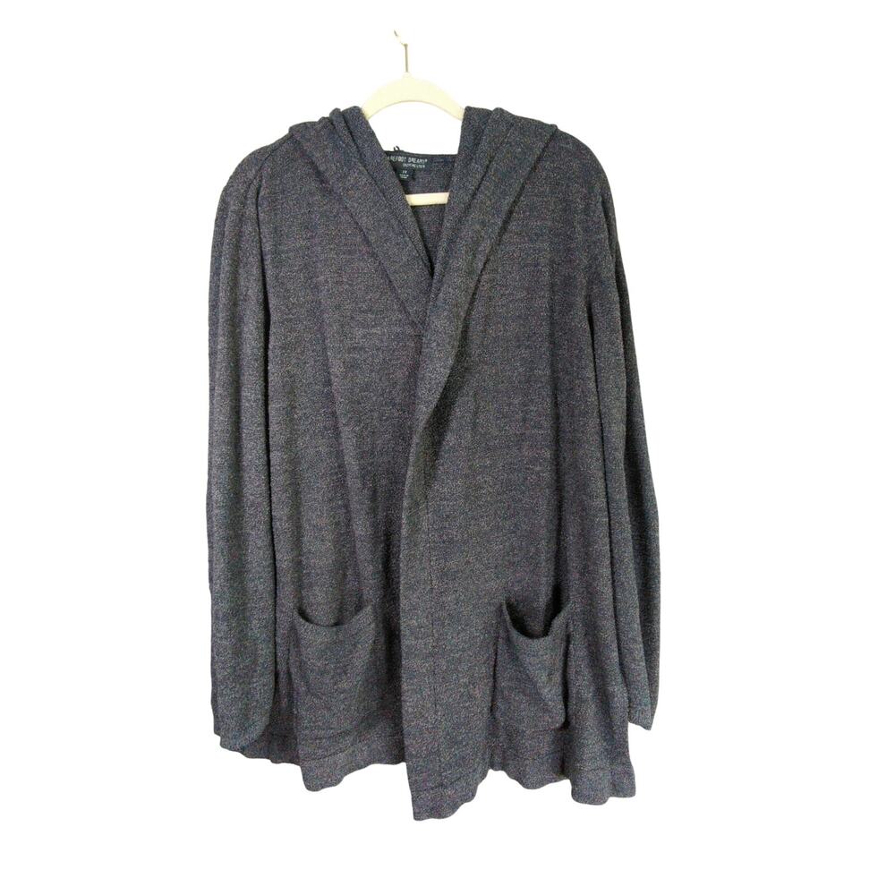 Barefoot Dreams Sweater Womensโ 2X Blue Gray Cozychic Lite Cardigan Pockets Hood